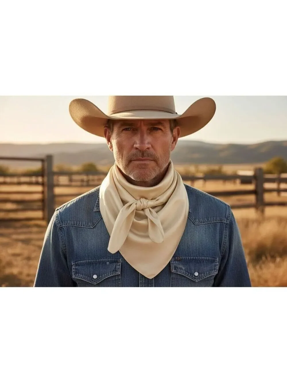 Ivory Wild Rag Scarf 35x35 Satin Western Cowgirl Cowboy Bandana